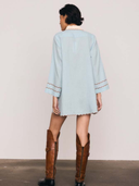 Scallop Edge Mini Dress in Mint Blue