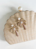 Gold Palm Tree Beaded Earrings