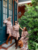 SUE SARTOR Flounce Shorty Dress in Terracotta Marigold