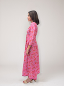 Pink Floral Print Maxi Dress