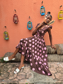 Ibukun Dress in Pink Polka Dot