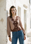 Yuri Blouse in Brown Gingham