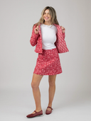 The Yara Quilted Mini Skirt in Jaipur Ruby