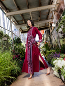Marrakech Kaftan in Burgundy/Foxglove Embroidery