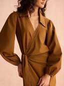 Avery Midi Dress in Solid Cinnamon