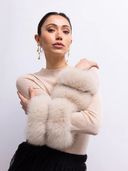 Samara Removable Fur Cuff Wool Sweater in Tan