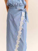 The Loren Skirt in Lace Blue Stripes