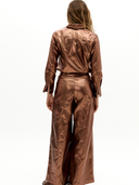 Culotte Metallic Linen Pants in Chocolate