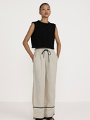 Cropped Knit Cotton Tank in Black