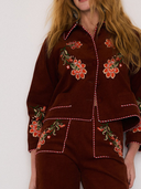 Sadie Embroidered Jacket in Burgundy