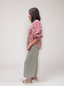 Greta Blouse in Pink Bird Blockprint