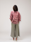 Greta Blouse in Pink Bird Blockprint