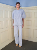 The Bellini Blouse Long in Navy Stripe