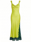 Cowl Neck Applique Slip Dress in Citrus