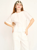 Wailea Top in White Poplin