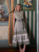 Sleeveless SUE SARTOR Flounce | Lavender/Pistachio Vintage Poppy