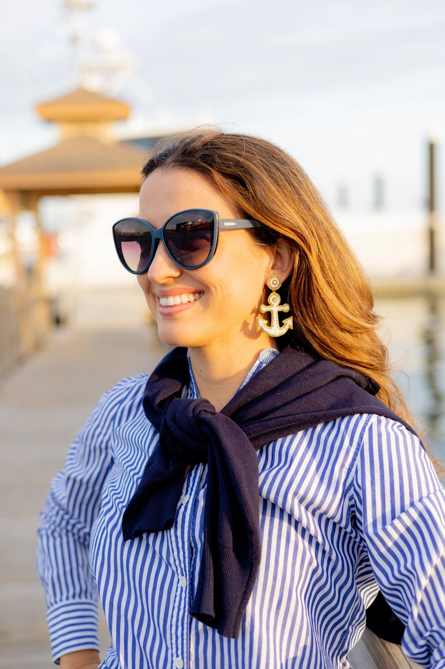 Yacht Anchor Earrings in White