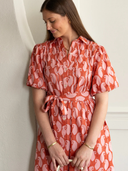 Lizzie Midi Dress in Brandied Apricot & Ginger Blockprint