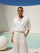 By The Fireside Fur Cardigan in White