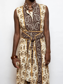 Sleeveless Marrakech Kaftan in Chocolate/Honey Paisley
