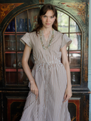 The Flutter Midi Dress | Brown Stripe
