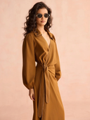Avery Midi Dress in Solid Cinnamon