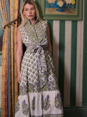Sleeveless SUE SARTOR Flounce | Lavender/Pistachio Vintage Poppy