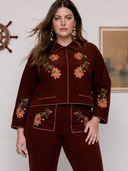 Sadie Embroidered Jacket in Burgundy