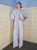 The Bellini Blouse Long in Navy Stripe