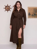 Cigar Denim Opera Dress in Brown