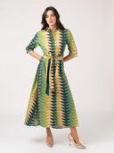 The Eloise Dress in Forest Bagru Triangle
