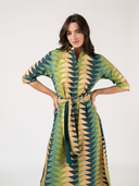 The Eloise Dress in Forest Bagru Triangle