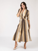 The Eloise Dress in Snow Bagru Triangle