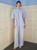 The Bellini Blouse Long in Navy Stripe