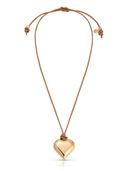 Heart Pendant Adjustable Cord Necklace in Tan