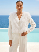 By The Fireside Fur Cardigan in White