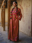 Lemon Balm Dress in Brown/Mexican Flower Embroidery