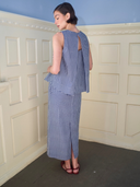 Riviera Column Skirt in Navy Gingham
