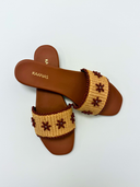 Selah Beaded Raffia Slide in Brandy