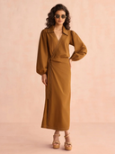 Avery Midi Dress in Solid Cinnamon