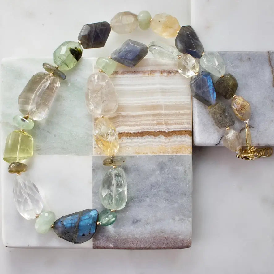 Labradorite/Citrine/Florite Statement Necklace