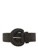 Wrapped Halfmoon Elastic Straw Belt in Black