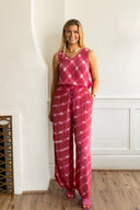 Aiden Wide Leg Trouser in Raspberry