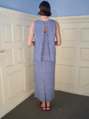 Riviera Column Skirt in Navy Gingham