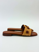 Selah Beaded Raffia Slide in Brandy