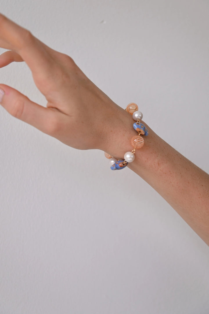 Lana Hand Blown Glass and Freshwater Pearl Fish Bracelet