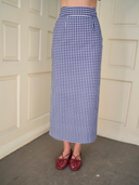 Riviera Column Skirt in Navy Gingham