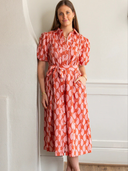 Lizzie Midi Dress in Brandied Apricot & Ginger Blockprint