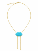 18K Gold & Turquoise Stone Adjustable Bolo Necklace