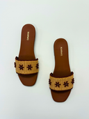 Selah Beaded Raffia Slide in Brandy